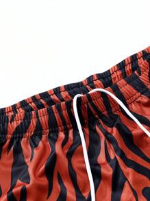 Pantalones cortos de baloncesto casuales de ajuste casual con estampado de rayas de tigre para hombres, para primavera y verano, escuela