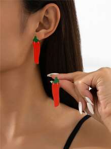 1 Par de Pendientes elegantes de Accesorios para Mujer de Estilo Fashionable con Frutas Dulces como Limón, Piña y Chili