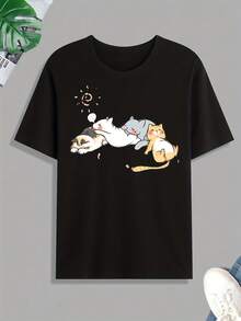 Moda Masculina Casual Impresa de Manga Corta - Negro - Ver 11