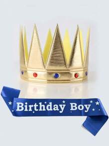 👑 تاج ذهبي للبالغين، قطعة رأس للأمير مرصعة بالراين ، ديكور كيك، تاج لحفلة عيد الميلاد، هدية للأم في عيد الحب، عيد الأم، قطعتان/قطعة