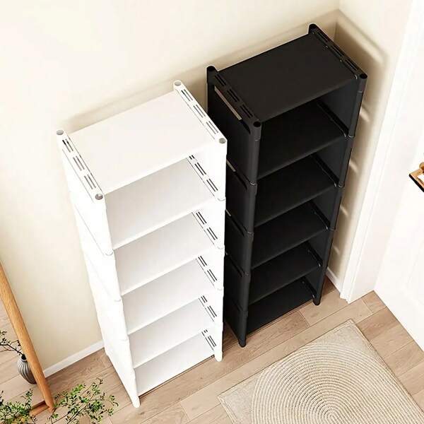 1pc Two-Tier Shoe Rack, Simple Storage Organizer Can Be Placed Under Bed, Desk Etc., Space-Saving With Rear Dust Cover, Suitable For Home, Dorm Use