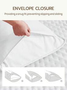 2/3件套超柔软微纤维超声波缝纫四季通用被套套装，经典优雅风格，舒适床上用品，轻盈如云，包含1个被套和2个枕套，白色和灰色 - 彩色 - 查看 5