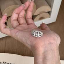 Anello antico vintage in pizzo cavo pieno di diamanti, leggero, lussuoso, retrò, artigianale, temperamento, personalità, anello impilabile