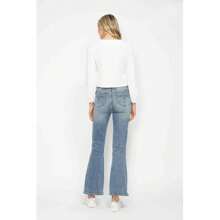 Full Size Tummy Control Back Embroidered Pocketed Bootcut Jeans Plus Size