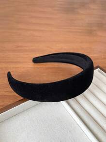 1pc Wide Velvet Headband For Women With Vintage Red High Crown And Sponge Padding,Hairband,Hair Hoop Headbands