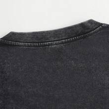 230G Washed Pure Cotton T-Shirt, Men'S Casual Fashion, With Dark 'Fieldstone' Brand - Related Pattern Print, Outdoor Sports T-Shirt |   Loose Fit |   Soft Knitted T-Shirt Christmas Gifts Basics Christmas Clothes - Black - View 6