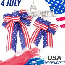 Decoraciones para el Día de la Independencia estadounidense (4 de julio), lazos, estrellas y rayas de lino fino, perfectos para porches, patios y decoraciones interiores, para volver a la escuela