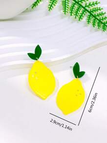 1 Par de Pendientes elegantes de Accesorios para Mujer de Estilo Fashionable con Frutas Dulces como Limón, Piña y Chili