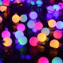 1 Peça Série de Luzes 20/30/50/100/200 LED Bola Branca, Luz Decorativa para Jardim ao Ar Livre Natal, Luz Atmosférica para Decoração de Festa de Feriado, Alimentada por Caixa de Bateria, Branco Quente