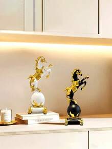 1pc Successful Winged Horse Decoration, Good Luck Housewarming And Opening Ceremony Gift, Elegant And Lively Horse Figurine To Enhance Space Style, Creative Craft Decor Statue For Living Room, Bedroom, Office, TV Stand, Foyer And Entryway, Perfect Christmas And Holiday Gift