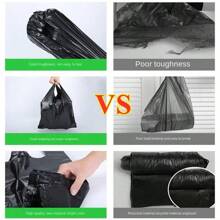 50pcs/100pcs Heavy Duty Black Garbage Bags, Disposable Handle-Tie Trash Bin Liners For Household Use, Use In The Kitchen, Summer Beach Party, Trash Storage, Organizer, Camping, Party, Room Decoration, Living Room, Bathroom, Kitchen Supplies