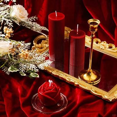 1pc(Large: 20x7cm / 7.87x2.76in)(Medium: 15x7cm / 5.91x2.76in)(Small: 10x7cm / 3.94x2.76in)Handmade Elegant Red Scented Soy Wax Cylindrical Ribbed Candle. Great For Study, Bath, Desk, Or Room Decor. Stunning Lit Or Unlit, Perfect For Winter, Festivals, And Holidays. Ideal Birthday, Housewarming Gift, Souvenir For Besties And Women. A Must - Have For Premium Candle Sets, Offering Aromatherapy And Home Decor Charm.
