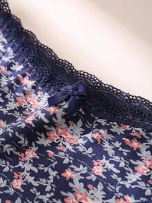 5 Teile Damen Baumwoll Sexy romantische Spitzen bedruckte Unterwäsche Set