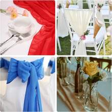 2pcs Burgundy Chiffon Table Runner 27x118 Inches, Transparent Fabric Table Cloth Romantic Wedding, Suitable For Bridal Shower, Party, Banquet, Outdoor, Wedding Table Chair Decor - Multicolor - View 8