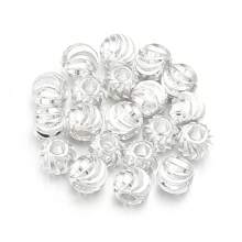 20-100 Stücke/Packung vermessingte gold-/silberfarbene facettierte runde Metallperlen, verschiedene Stile wählbar, schwerer Metall Chic DIY Schmuckherstellung Zubehör für Armband, Halskette, Anhängersperlen