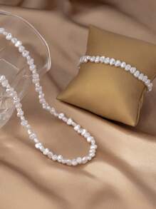 Irregular Faux Pearl Necklace And Bracelet As One Set Jewelry Gifts