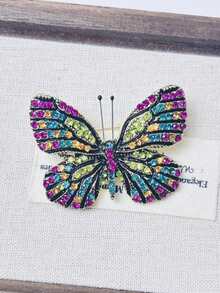 1 件复古宫廷风格水钻镶嵌合金蝴蝶胸针，动物昆虫翻领别针学校办公室配饰衬衫夹克珠宝万圣节衣服别针有趣可爱教师礼物服装配饰包饰圣诞节 - 彩色 - 查看 2