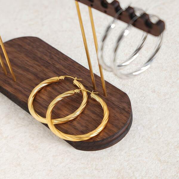Fashion Exaggerated Twist Fried Dough Twists Gold Imitation Round Ear Ring Simple Temperament Ear Accessories