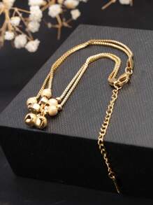 1 pièce Bracelet de cheville en acier inoxydable plaqué or 18 carats, Bracelet de cheville à double couche réglable, accessoires uniques et à la mode, convenant pour les femmes au quotidien, au travail, pour les déplacements, les sorties, excellent cadeau pour la petite amie