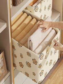 1pc Foldable Handled Clothing Storage Box, Large Capacity, Reinforced Portable Storage Bin For Bedding, Comforters, Space Saving Closet Organizer For Bedroom, Home, Dorm, Laundry Basket, Toy & Clothes Organizer