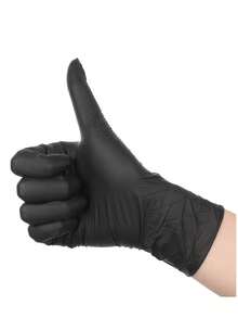 4/20/50/100pcs Disposable Nitrile Gloves, Durable Elastic Multi-Purpose Household Cleaning Shield, Waterproof For Kitchen, Tattoo, Hair Dye, Salon, Pet Care (Black) - Powder-Free, Waterproof, Ambidextrous - Black - View 17