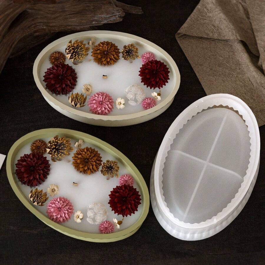 Molde de silicona ovalado con rayas, para hacer velas, cera, jabón, bombas de baño DIY - Blanco - Ver 1