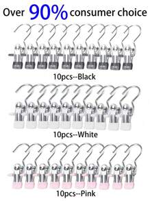 20Pcs/10Pcs/5Pcs Simple Stainless Steel Hook Clip, Multifunctional Single Hook Clip For Pants, Skirts, Drying Windproof Hook Clip, Household Space Saving Organizer For Bedroom, Closet, Wardrobe, Home, Dorm