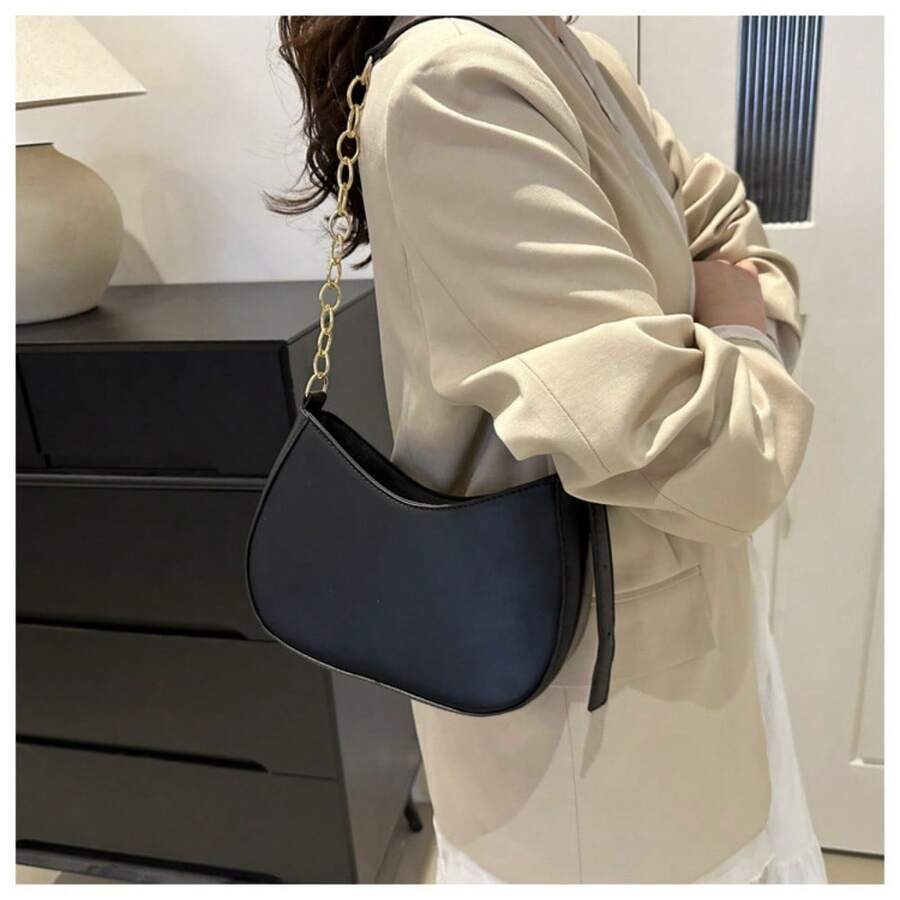 Retro Ladies Commuter Pure Color Side Bag Female 2025 New Model Hundred Ins Temperament Shoulder Bag Fashion Style Is The Best Birthday And Holiday Gift For Good Friends And Family