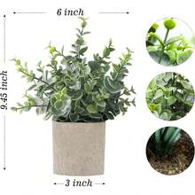 2 Pack Mini Fake Eucalyptus Plants, Small Potted Artificial Greenery For Home Decor, Aesthetic Faux Plants In Sage Green – Perfect For Desk, Shelf, Bathroom, Coffee Table, Gift - 彩色 - 查看 6