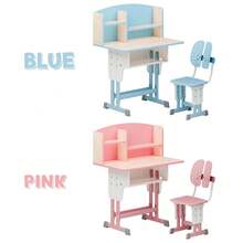 2Pcs/Set Kids Desk Chair Set, Adjustable Height School Leaning Table Chair Set With Drawer Design, Children Desk Chair Set With Four Partition Book Stand, Backpack Hook, Cup Holder - Blue - View 10
