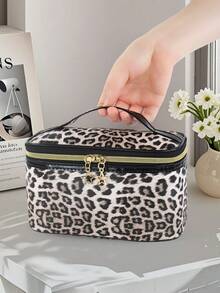 1 pieza Bolsa de almacenamiento de herramientas de maquillaje para mujer, organizador de cuidado de la piel para viajes, bolso grande con capacidad clásica y de moda con estampado de leopardo, esencial para mujer, regalo de Navidad, bolso, viaje, regalo para mujer, esencial de viaje, bolso, embrague / bolso pequeño, organizador de maquillaje, organizador de maquillaje, bolso, soporte de brochas, mini bolso, bolso de gran capacidad, regalo para mujer, regalo de Navidad, ideas de regalo para mujer