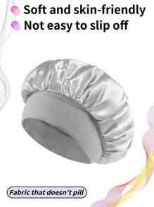 1 pièce / 2 pièces Nouvelle casquette de sommeil élastique à large bord en satin doux et respirant, style mode décontracté et confortable pour usage quotidien