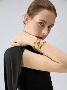 Pulseiras de ouro, aço inoxidável, zircônia, zircônia embutida, pulseira de aço titânio, polimento espelhado, revestimento a vácuo, não desbota facilmente, estilo clássico da moda, adequada para uso diário, pulseira de ouro, joias de aço inoxidável
