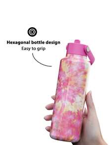 Bình giữ nhiệt 18oz có nắp đậy hai ống hút, giữ lạnh 24 giờ, chống rò rỉ, cốc cà phê cách nhiệt bằng thép không gỉ, cốc du lịch, bình nước thể thao hai lớp bằng thép không gỉ, thích hợp cho thể thao, tập thể dục, du lịch và đi học. - hoa văn màu hồng - Xem 5