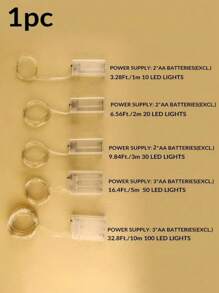1 st 10/20/30/50/100 LED-lichtsnoer, 1 m/2 m/3 m/5 m/10 m op batterijen werkende lichtsnoeren, geschikt voor dagelijkse decoratie, bloemendecoratie, bruiloften, vakanties, feesttaferelen