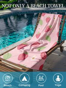 1件印花沙灘巾，夏季水果圖案游泳巾，浴巾，時尚沙灘巾，超吸水浴巾，適用於浴室、游泳、健身、瑜伽，柔軟舒適，輕便易攜，適合夏季旅行與度假 - 彩色 - 查看 8