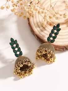 1 Pair Vintage Leaf Earrings With Bells And Tassels, Traditional Jewelry, Suitable For Women To Wear Daily, Festivals, Weddings And Parties/Jewelry Gift