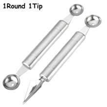 2pcs Double-Headed Metal Fruit Baller Spoon Multi-Use Fruits DIY Carving Tool For Watermelon Melon Pitaya Easy Scoop For Dessert