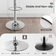 Jooli H Modern Bar Stools Set Of 2, PU Leather Breakfast Barstools With Adjustable Swivel Gas Lift And Chrome Footrest Base For Kitchen, Counter, Breakfast Bar, Black - Black Without Armrest - View 7