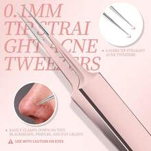 5pcs Blackhead Remover Kit Tool Kit, 2 Blackhead Extractors, 1 Internal Hair Tweezer, 2 Acne Extractors, For Facial Acne Tools - Pink - View 4