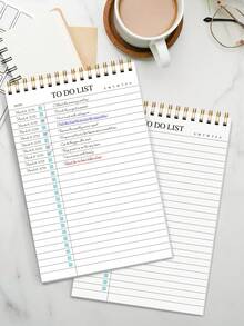 Trees Undated To Do List Notepad Daily Planner Organizer Spiral Tasks Checklist Agenda To Boost Productivity, 8.5"*5.5", +Index Sticker, 100gsm Paper, School Supplies,Back To School