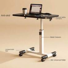 "Klappschreibtisch mit Rollen, Laptoptisch Höhenverstellbar 69-90cm, Metallrahmen Laptop Stehtisch Krankenbett für Wohnzimmer, Heimbüro,Krankenhaus,Schwarz  Overbed Table, Medical Overbed Table, Hospital Mobile Standing Desk, Adjustable Height Standing Bedside Table with Tilting Desktop & Wheels for Hospital Home Office"