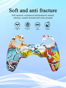 1pc PlayStation 5 Controller Silicone Protective Case, Water Transfer Printing Design, Anti-Slip Anti-Scratch Anti-Sweat, Enhanced Grip, Open Bottom Design For Direct Charging