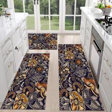 1 pieza Alfombra suave de cocina, Felpudo lavable antideslizante, Alfombra camino, Felpudo, Juego de alfombrillas de baño, sala de estar, lavandería, Alfombra de área, Decorativa apta para cocina, sala de estar, entrada, balcón, decoración del hogar, anti-suciedad, cafetería, bar, fiesta, regalo festivo, Alfombra de piso de dormitorio, Alfombra de baño, Decoración de habitación, Decoración de cocina, Diseño de reno en marco azul y blanco a rayas de fondo colorido