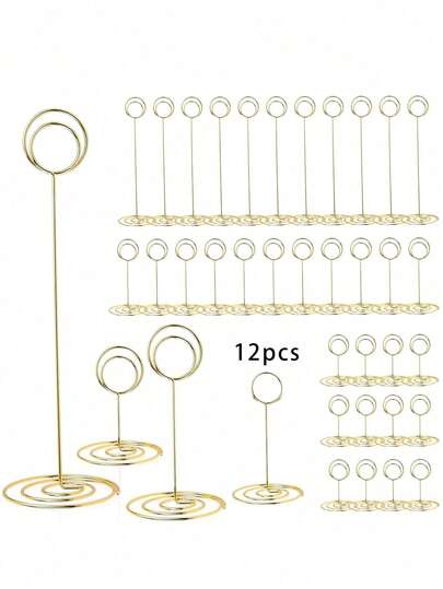 12pcs Table Number Holders, 3 Sizes 5cm/8.5cm/22cm, Table Picture Stands With Non-Slip Base, Suitable For Wedding, Party, Dining Table, Photo Frames, Notes, Birthday Party Or Other Events