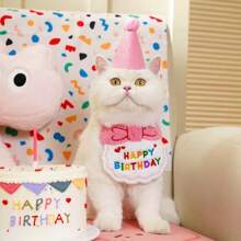 Pet Birthday Hat, Scarf & Bib, Cat & Dog Headband, Birthday Decorations, Cute Photo Props