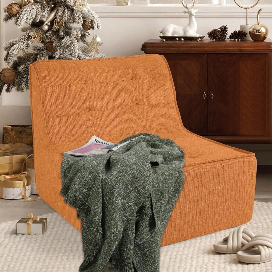 Boneless Sofa Lazy Sofa W/High-Density One-Piece Sponge Filling Ergonomic Dseign - 橘色 - 查看 1