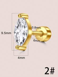 一套20G镀金耳钉，扁平不锈钢蝴蝶、蛋白石、珍珠、花朵、太阳、蛇形十字架、立方氧化锆耳钉，扁平耳骨螺旋耳环，女士扁平耳环，低过敏性立方氧化锆耳环，耳骨螺旋耳环 - 金色-2 - 查看 22