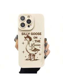 Phone Case With Silly Goose For IPhone 11 12 13 14 15 16 7/8 7Plus/8Plus X/Xs XS Max Promax Plus Pro, Shockproof Soft Covers, Cellphone Protective Casing - White - View 1