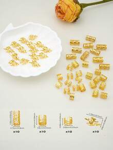 80/40 pezzi Set di dreadlocks dorati misti, fermagli per capelli intrecciati personalizzati per feste di strada estive, accessori per parrucche, accessori per capelli, strumenti per capelli, accessori per la bellezza, accessori per capelli ricci